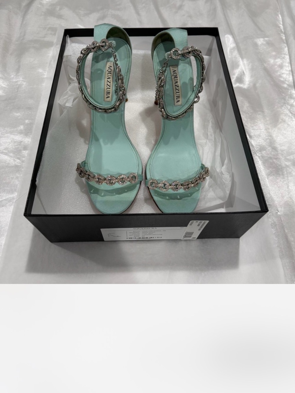 Aquazzura Mint Crystal-Embellished Slingback Heels
